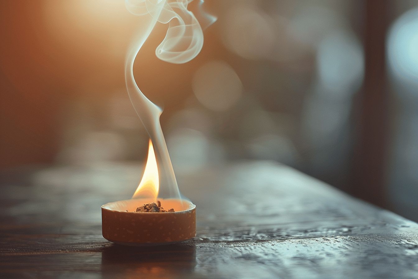 Cigarettiste perdu dans ses pensées et réflexions  
Fumer comme échappatoire à des luttes intérieures
